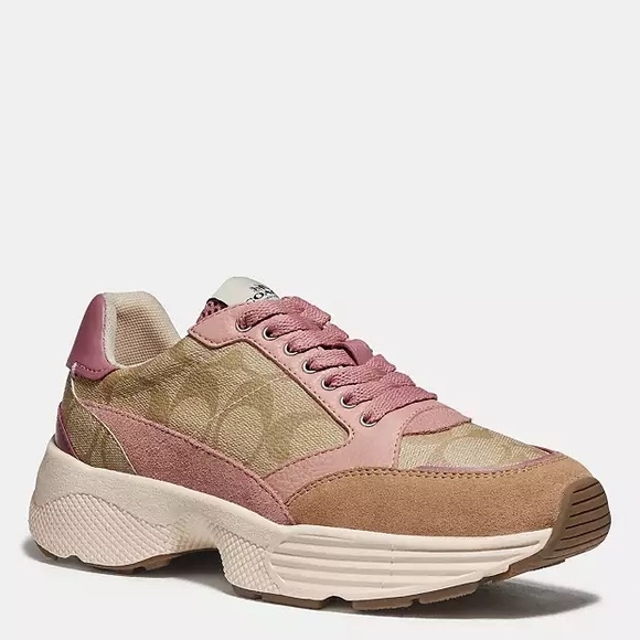 Coach Shoes - Coach Pink and Tan Sneakers for Casual Elegance (Size 8.5 Female US Rarely Used)